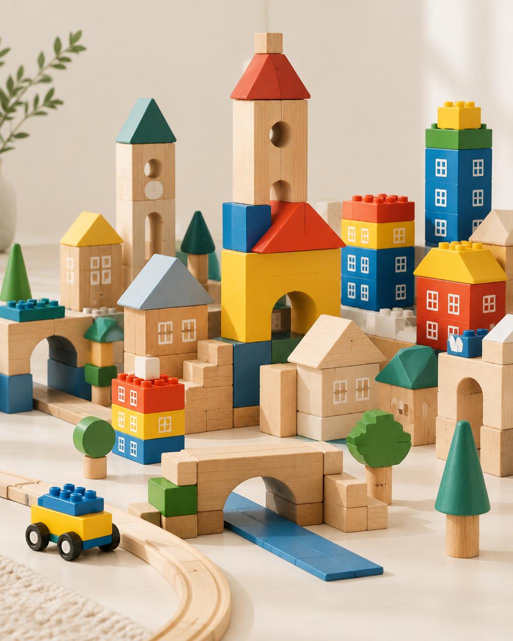 build toys arranged in a playful interior