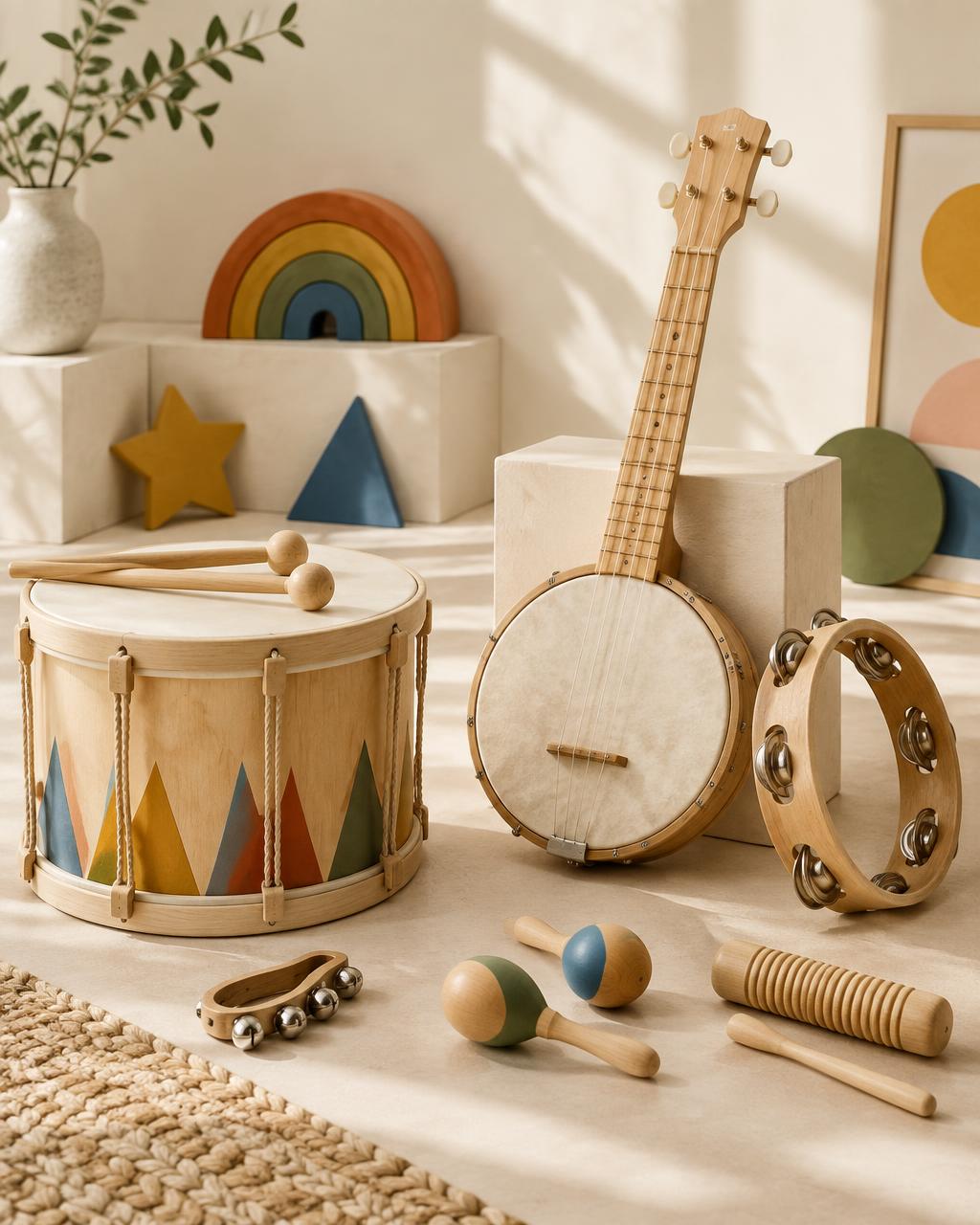 create toys arranged in a playful interior