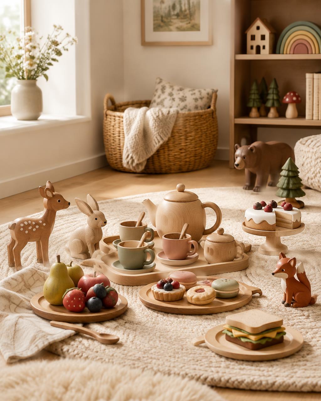 imagine toys arranged in a playful interior